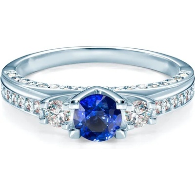 SAVICKI Heart of The Ocean Collection | Пръстен с три камъка: бяло злато. син сапфир