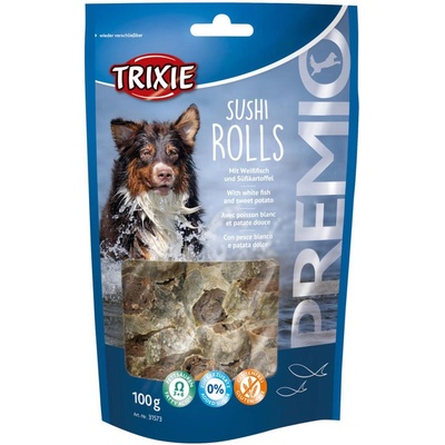 TRIXIE Premio Sushi Rolls - Лакомство за кучета от чисто месо, ролца суши от риба, 100 гр