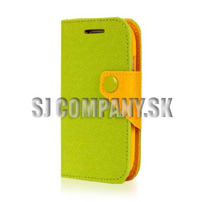 Kožený obal Samsung Galaxy S III Mini – Wallet – zeleno-oranžová