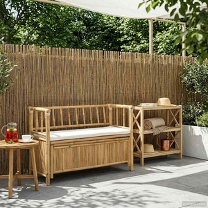 vidaXL Градинска Пейка за Съхранение 110 x 47 x 80 см Бамбук Естествен (42028076)