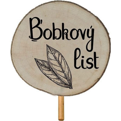 Zapichovátko do květináče 30 cm – Bobkový list (Dřevěné zapichovátko k bylinkám 30 cm)