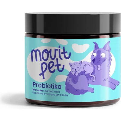 MOVit PET Probiotika pro psy a kočky s příchutí masa 100 tablet