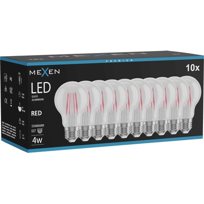 Mexen Vintis 10x LED филаментни крушки E27, A60, 4W, 55 lm, червени - L150-E27-04XX-45x10 (L150-E27-04XX-45x10)