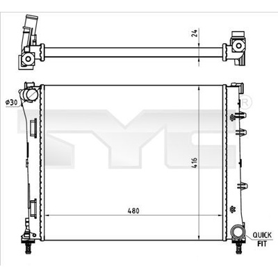 Chladič, chlazení motoru TYC 709-0023-R (7090023R)