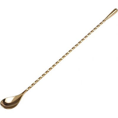 Nerezová barová lžička Cocktail Kingdom ve zlatém provedení s frapovací slzou 30 cm