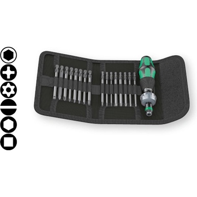 Wera 051041 Držák s bity Kraftform Kompakt 60 RA Imperial 17-ti ks sada 50 Nm