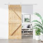 vidaXL Преплъзваща се врата 80 x 210 cm Масивна борова дървесина (3445135)
