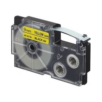 Casio XR-9YW1, 9mm x 8m, черен печат/жълт фон, оригинален лента (XR-9YW1)