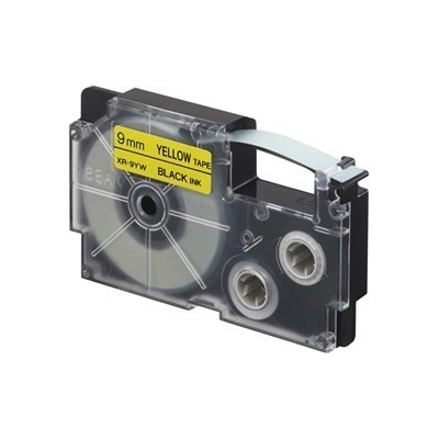 Casio XR-9YW1, 9mm x 8m, черен печат/жълт фон, оригинален лента (XR-9YW1)