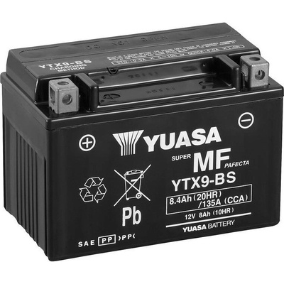 Motobaterie 12V, YTX9, 8,4Ah, 135A, bezúdržbová MF AGM 152x87x107, YUASA originál (aktivovaná ve výrobě)