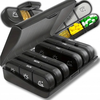 Ruhhy 24287 Týždenný dávkovač na lieky čierna