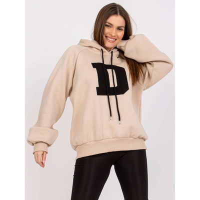 Mikina Valeria s kapucí a písmenem D -EM-BL-651/D.29X-BEIGE