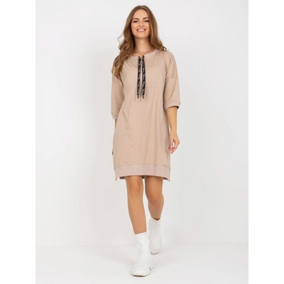 Relevance mikinové šaty -rv-sk-6273.47p-light beige Světle béžové