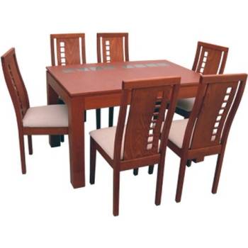 Bogdan Furniture Direct Трапезен комплект Memo. bg модел Santa-1BM, луксозна маса с 6 стола, МДФ, Буков Масив