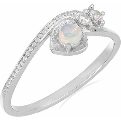 Nefertitis Prsten stříbrný s etiopským opálem a zirkony 031131 ETOP