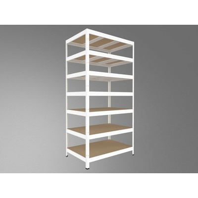 Biedrax Regál do sklepa 60 x 90 x 240 cm, bílý, 7 polic MDF, nosnost 300 kg na polici