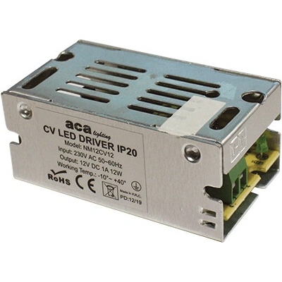 ACA Lighting LED napájací zdroj 230V AC -> 12V DC/12W/1A/IP20, NM12CV12