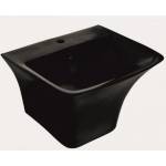 Inter Ceramic Мивка за баня ICC 5345MB, Inter Ceramic, с полуконзола, стенен монтаж, с отвор за смесител и преливник, порцелан, графитено черно, 53x46x39см (5345MB)