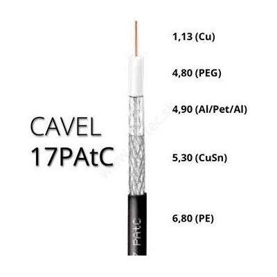 Cavel 17PAtC, PE, 6,8mm, čierny