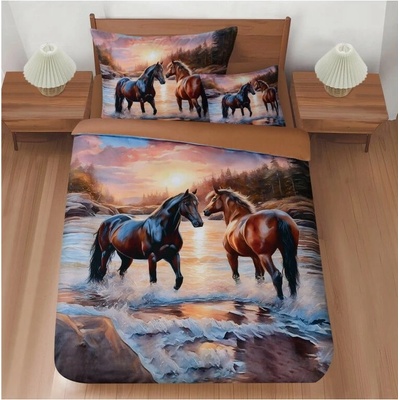 Jahu 3D obliečky mikrosatén Kone pri súmraku 140x200 70x90 45x45