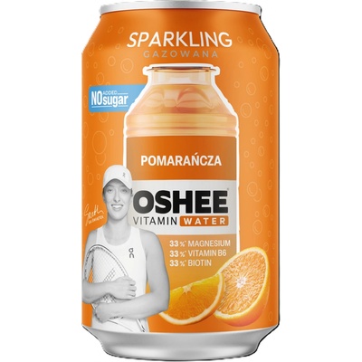 Oshee vitamínová voda Pomeranč bez cukru perlivá plech 330 ml