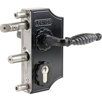 LOCINOX LAKY 9005 - komplet zámkovej krabice pre profil 30 až 40 mm, pre krídlové bránky, čierny LAKY3030F2L_9005