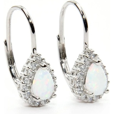 Rafity stříbrné s bílým opálem a zirkony E0050KL-16