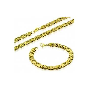 Šperky eshop set náhrdelníka a náramku oceľ zlatej farby byzantský vzor AA29.11