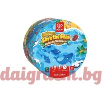 Hape Настолна игра Спаси моретата, Магнитна игра за риболов 2 в 1, 22 части, hape e1104 (h1104)