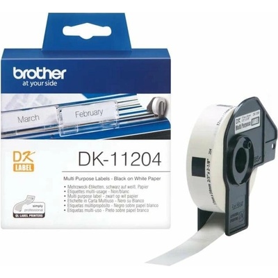 Brother DK-11204, 17mm x 54mm, biela, originálna papierová role