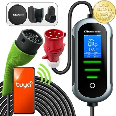 Qoltec 52720 Mobilní nabíječka 2 v 1 Typ 2 11kW 400 V CEE 16A Wi-Fi TUYA SMART LIFE Nastavitelný proud 5 m kabel – Zbozi.Blesk.cz