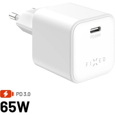 FIXED мини USB-C GaN зарядно устройство 65W бяло FIXCG65M-C-WH (FIXCG65M-C-WH)