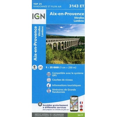 IGN Karte, Carte de randonnée (et plein air) Aix-en-Provence