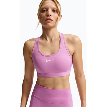 Nike Спортен сутиен Nike Swoosh Medium Support light magenta/white