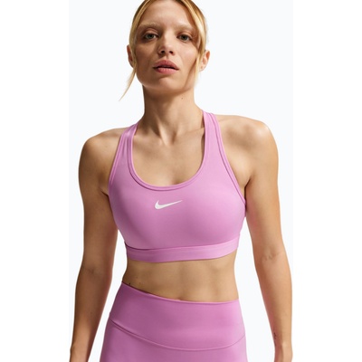 Nike Спортен сутиен Nike Swoosh Medium Support light magenta/white