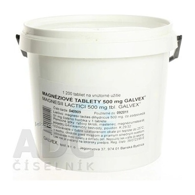 Magnesii lactas Galvex 500 mg tabliet 0,5 g obal PP 1200 ks