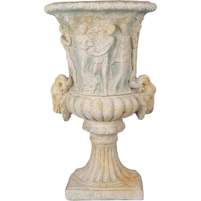 Clayre & Eef Zelený antik nástenný kvetináč v barokovom štýle Baroque 50x25x81 cm