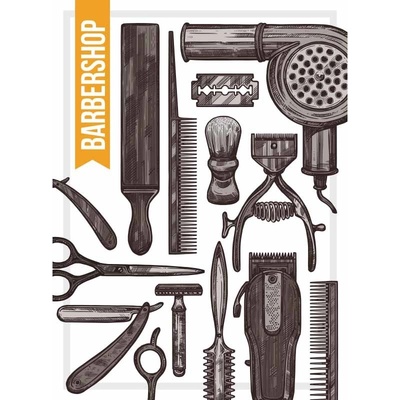 Ceduľa Barbershop - Vintage style