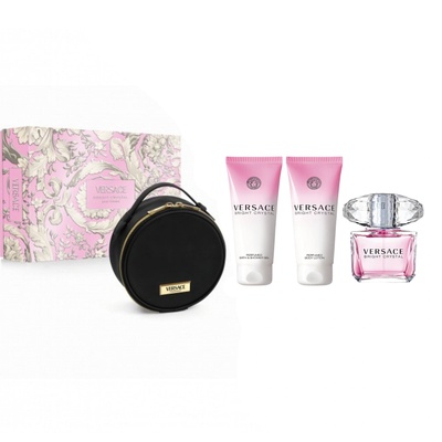 Versace Bright Crystal EDT 90 мл + BL 100 мл + SG 100 мл + Несесер - Подаръчен Комплект за Жени