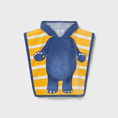 MAYORAL Хавлиена кърпа пончо с качулка в оранжево и синьо хипопотам за бебе момче Mayoral