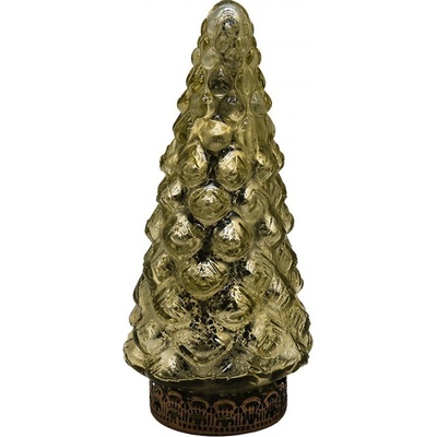 Zlatý skleněný dekorační svítící stromek LED Tree - Ø 8*16 cm - Clayre & Eef