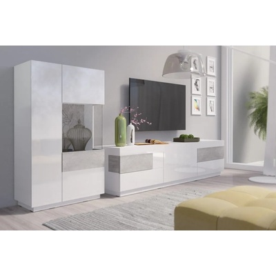 Холна секция Silke GY15 Бял гланц и бетон