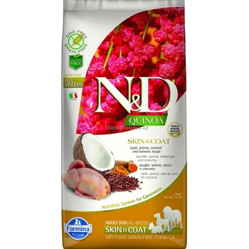 N&D Quinoa Dog Adult Skin & Coat Grain Free Quail & Coconut 2 x 7 kg