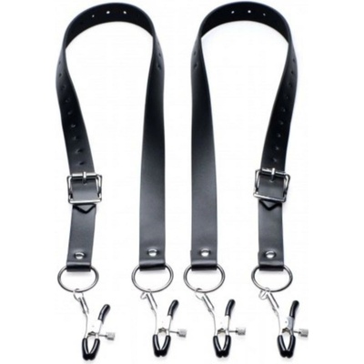 Štipce na klitoris Master Series Spread Labia Spreader Straps with Clamps