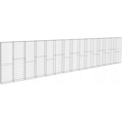 vidaXL Gabionová zeď s víky z pozinkované oceli 900 x 50 x 200 cm