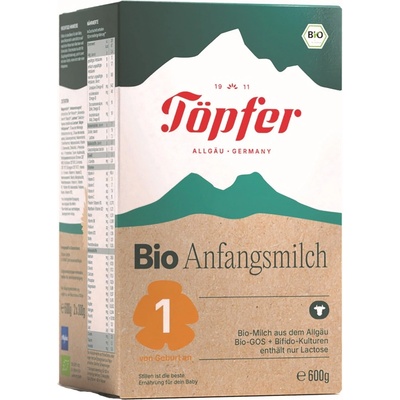 Töpfer Адаптирано био мляко за кърмачета Topfer - Laktana Bio 1, 0 м+, 600 g (4006303008794)