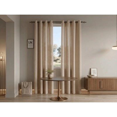 Závěs TAVIO 140x250 cm, světle béžový Zavěšení: Řasící páska