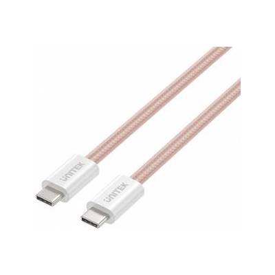Unitek Magnetically Retractable Braided Cable USB C PD 100W Pink 1m