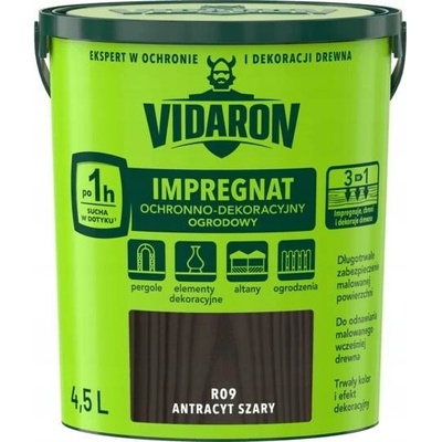 Vidaron Impregnace na zahradní dřevo antracit šedá R09 4,5L