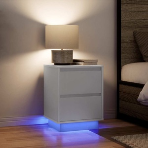 vidaXL Нощни шкафчета с LED осветление 2 бр. , бели 38x34x50 cm (861284)